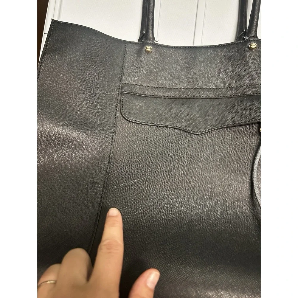Rebecca Minkoff Large MAB Saffiano Leather Shoulder‎ Purse Tote Bag BLACK